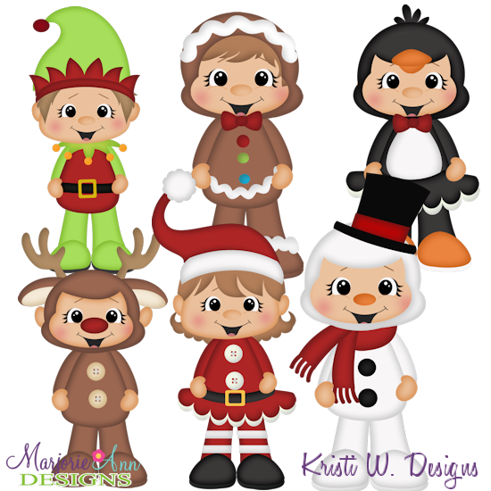 Winter Costumes Happy Kids SVG Cutting Files +Clipart - Click Image to Close
